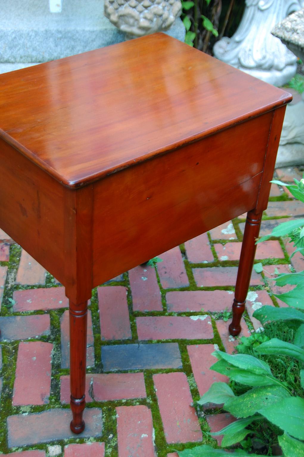 American Sheraton Early 19th Century Two Drawer Stand with Curly Maple Drawers 4