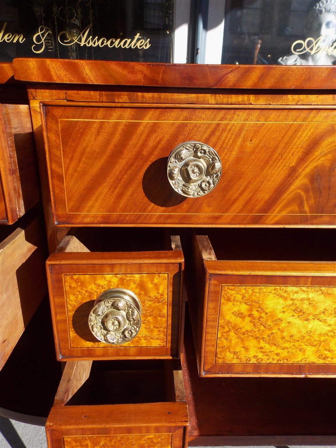 American Sheraton Mahogany and Bird's-Eye Maple Bow Front Sideboard, Circa 1810 4