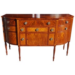 American Sheraton Mahogany and Bird's-Eye Maple Bow Front Sideboard, Circa 1810