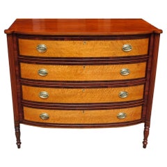 Antique American Sheraton Mahogany and Birdseye Maple Graduated Chest of Drawers C. 1810