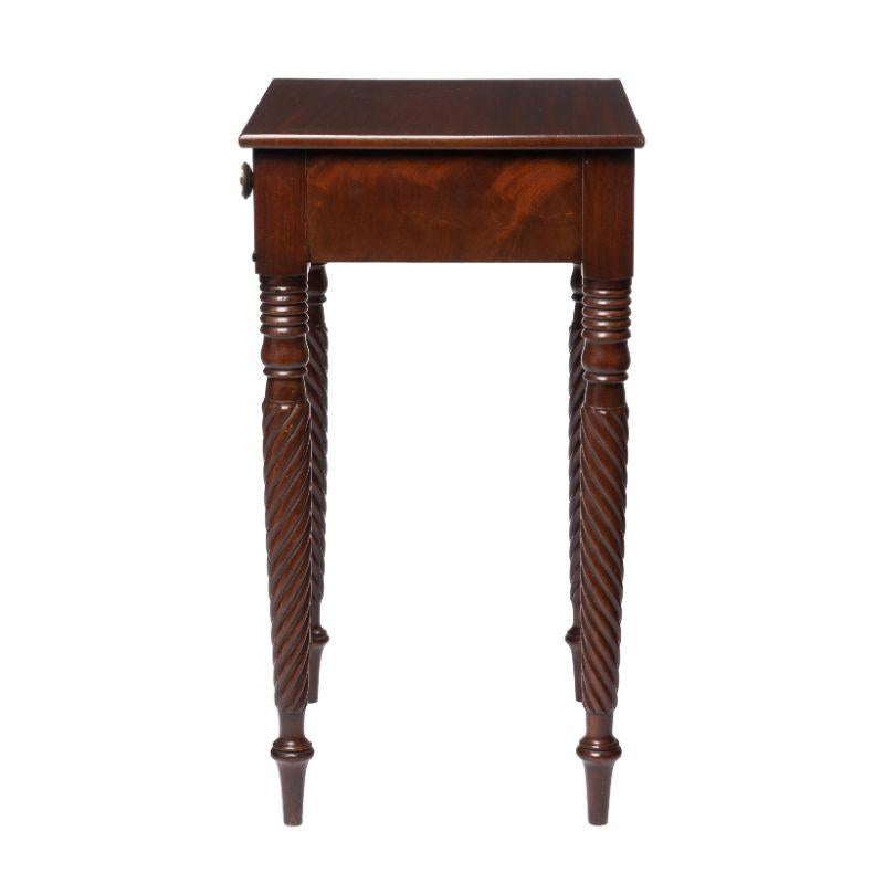 Early 19th Century American Sheraton Mahogany One Drawer Stand on Rope Turned Legs, 1810-15 For Sale