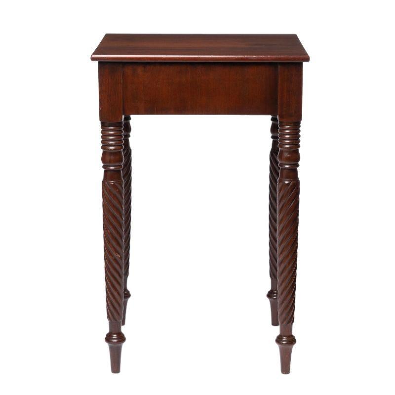 Brass American Sheraton Mahogany One Drawer Stand on Rope Turned Legs, 1810-15 For Sale