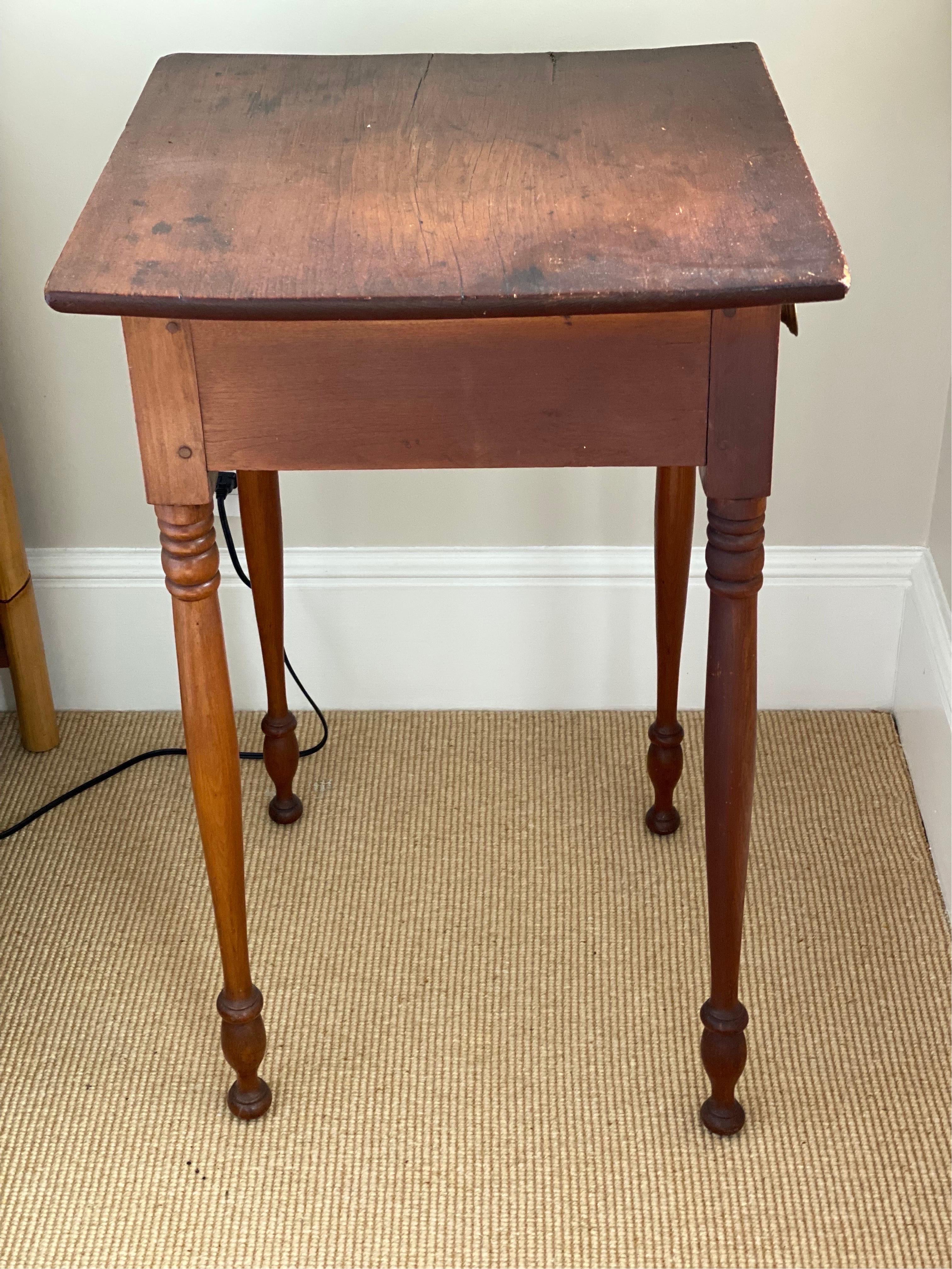 American Sheraton Maple Single Drawer Stand, Early 19th C 2