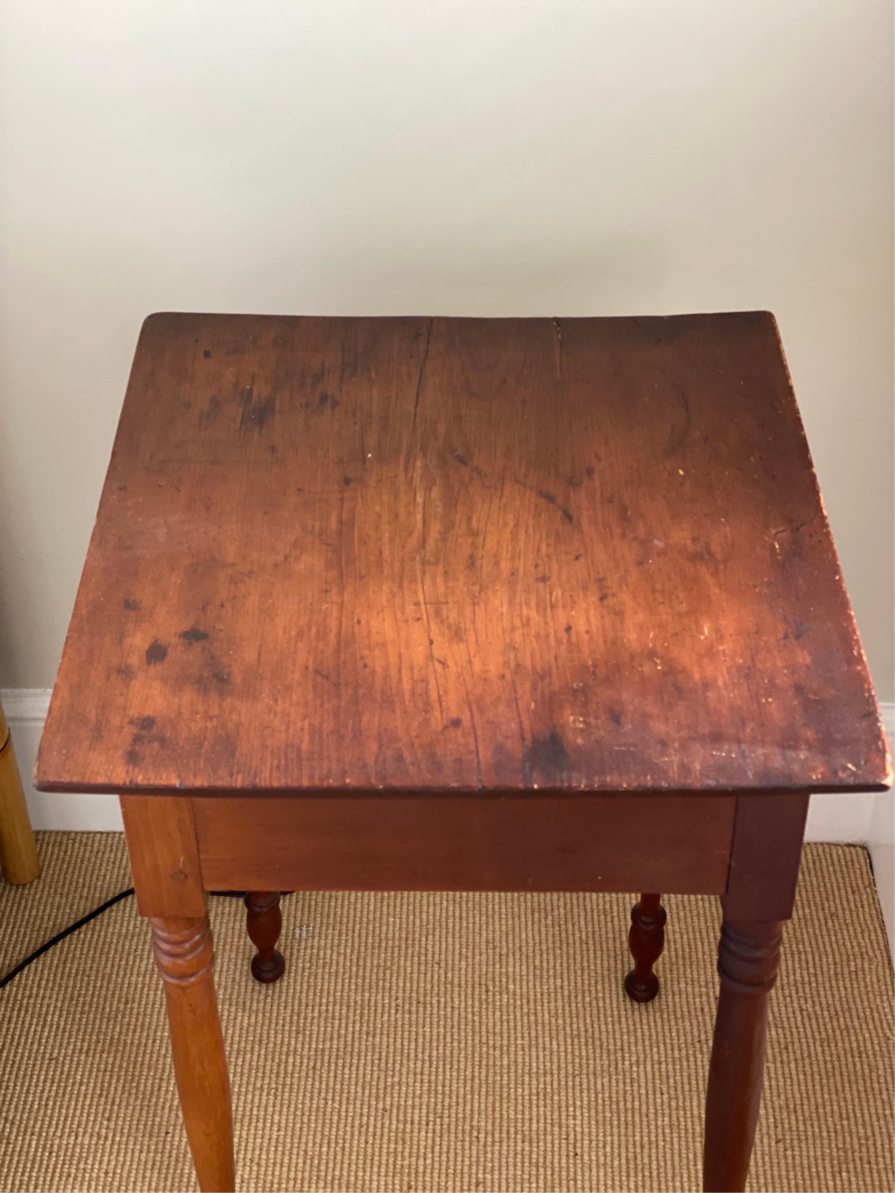 American Sheraton Maple Single Drawer Stand, Early 19th C 3