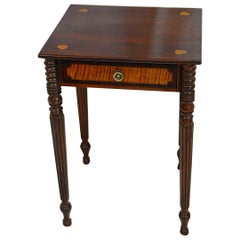 American Sheraton One Drawer Mahogany and Tiger Maple Stand with Heart Inlay