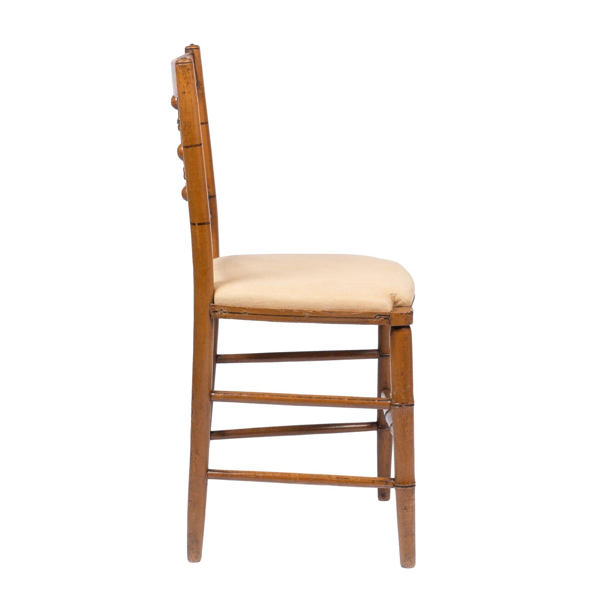 American Sheraton Painted Side Chairs with Upholstered Seats, 1800 4