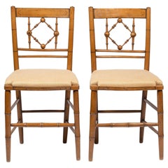 American Sheraton Painted Side Chairs with Upholstered Seats, 1800