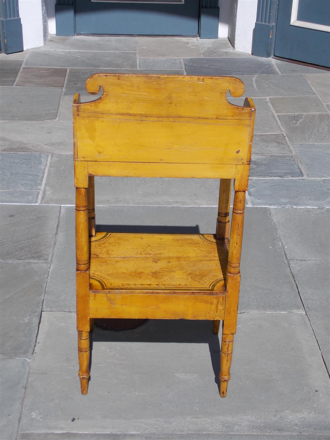 American Sheraton Pine Hand Painted Floral Single Drawer Washstand, Circa 1830 For Sale 2