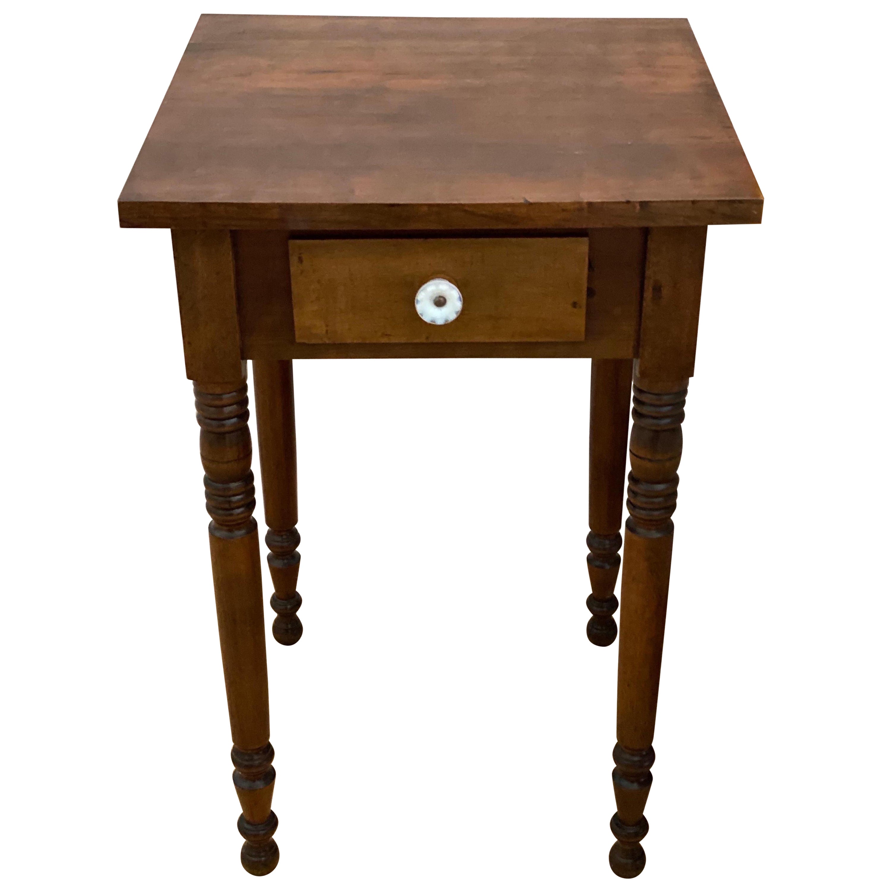 American Sheraton Single Drawer Maple Stand, 19th Century