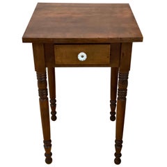 American Sheraton Single Drawer Maple Stand, 19th Century