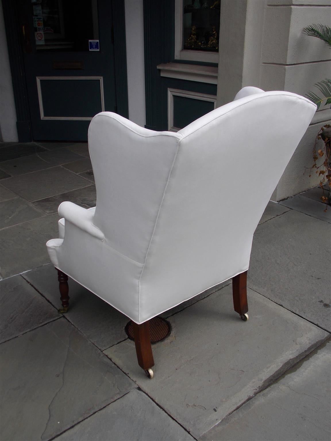 American Sheraton Southern Cherry Upholstered Wingback Chair, Circa 1815 3