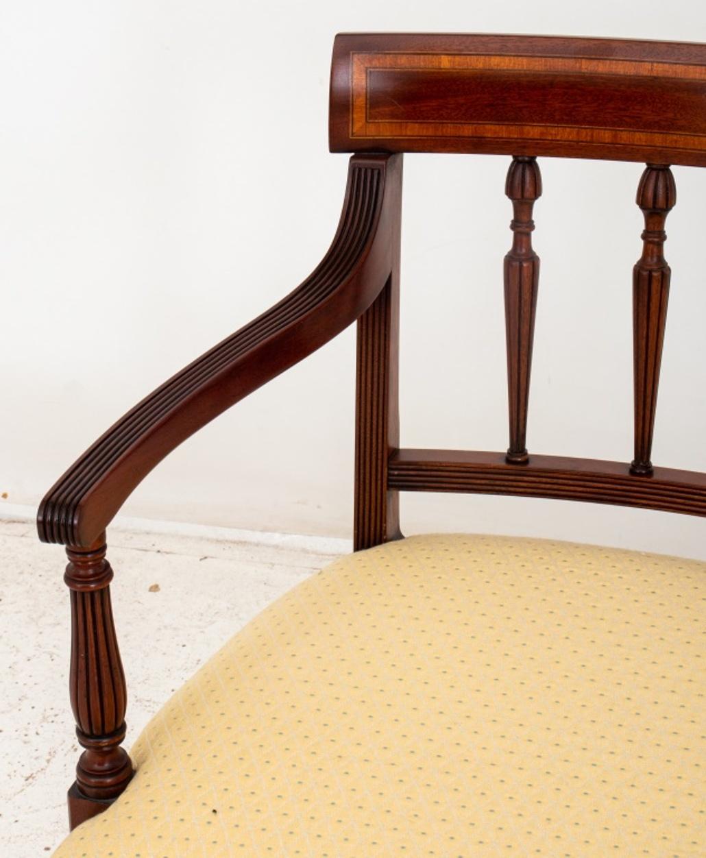 Fabric American Sheraton Style Upholstered Settee / Sofa
