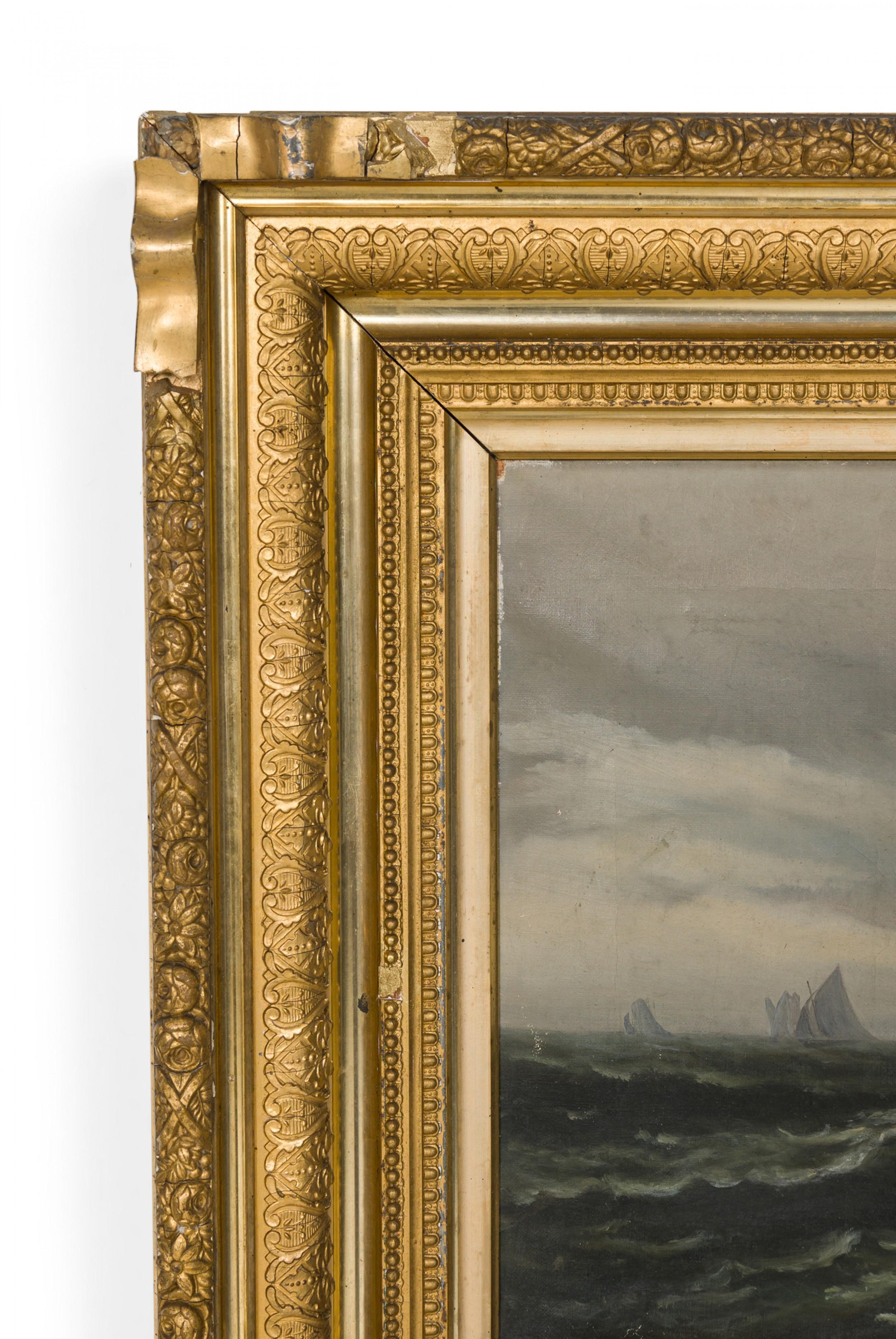 Victorian American Ships at Sea Painting For Sale