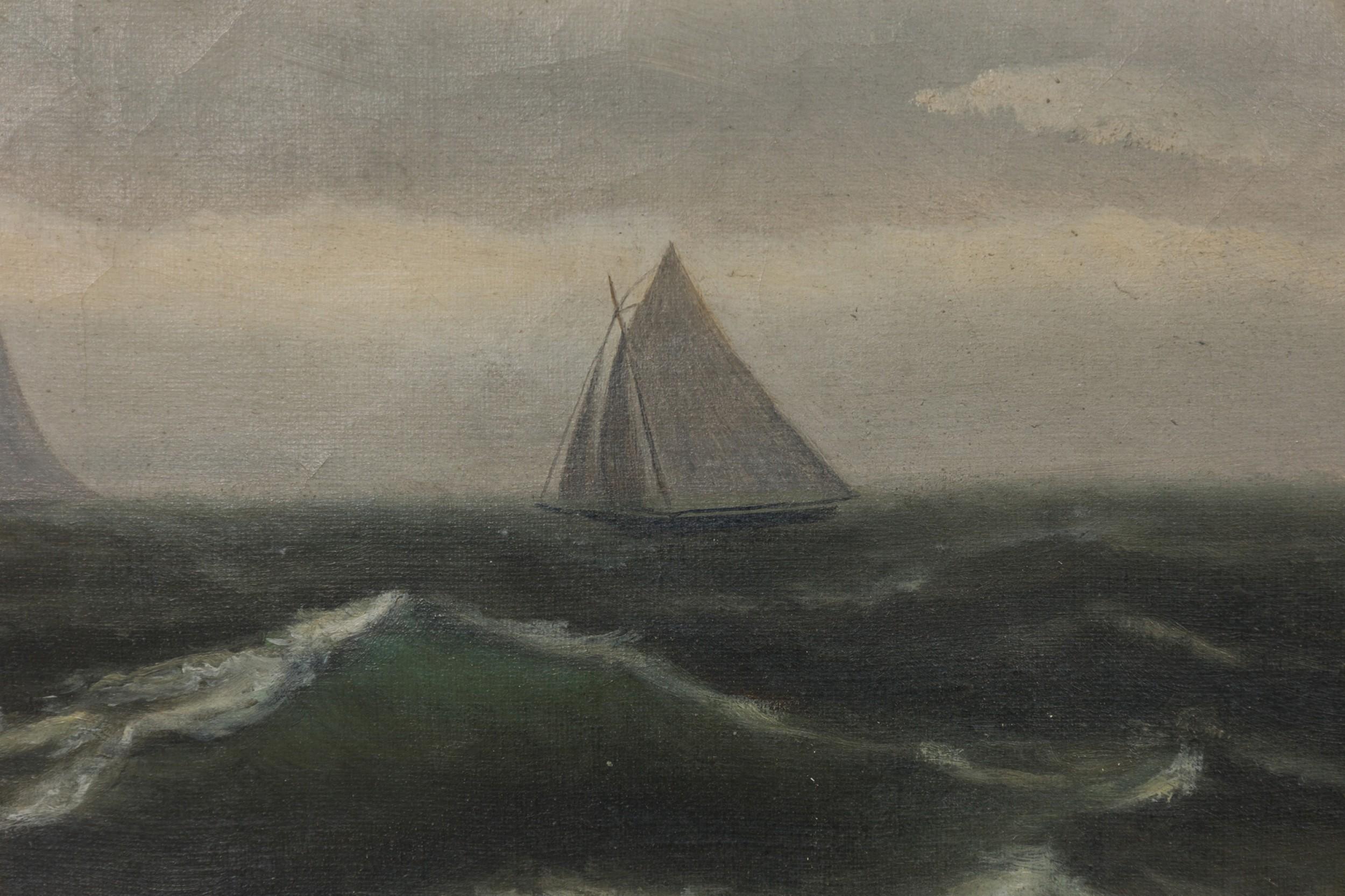 Hand-Painted American Ships at Sea Painting For Sale