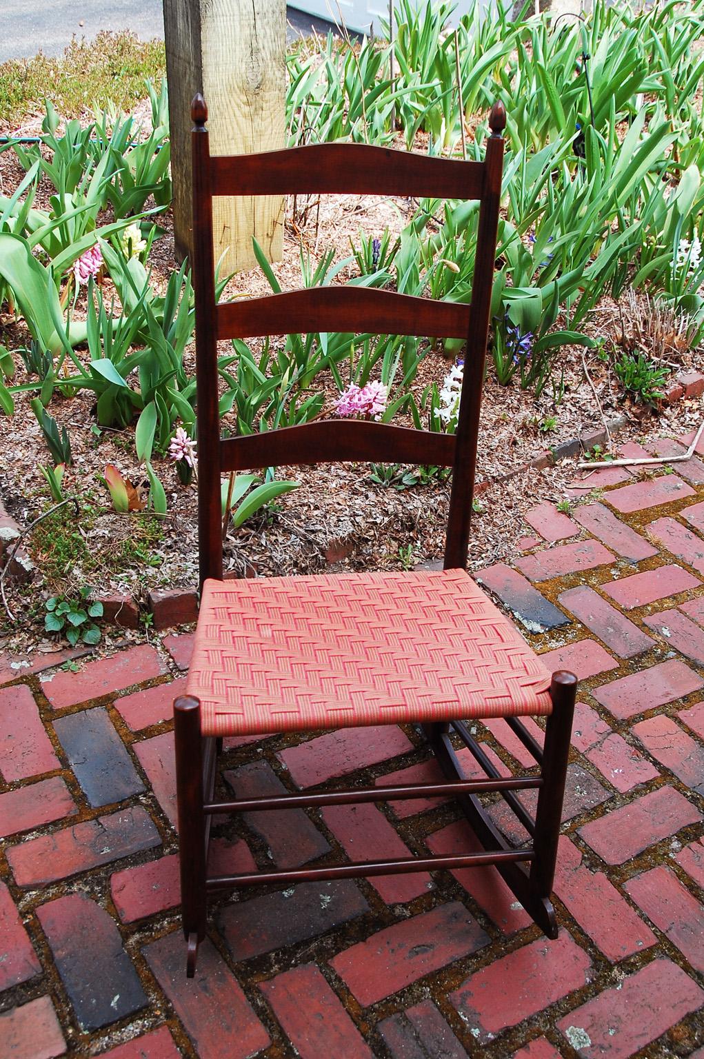 American Signed shaker maple rocking chair from the Community of shakers called the South Family, Mount Lebanon, New York. This chair has the original makers label stating Shaker's (sic) Mount Lebanon, NY; Style 3. Each of their chairs had a style