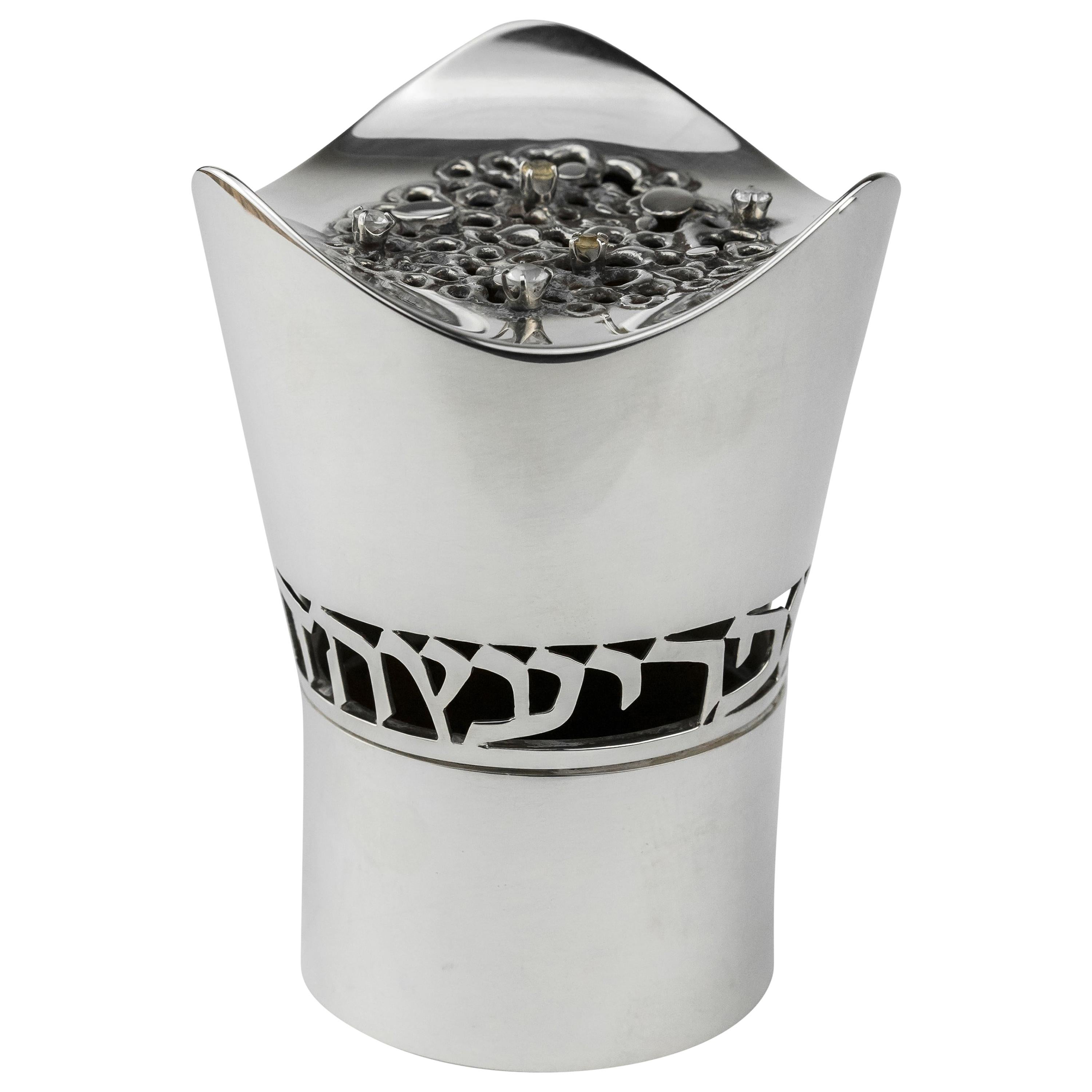 Modern Silver Etrog Container by Moshe Zabari, New York