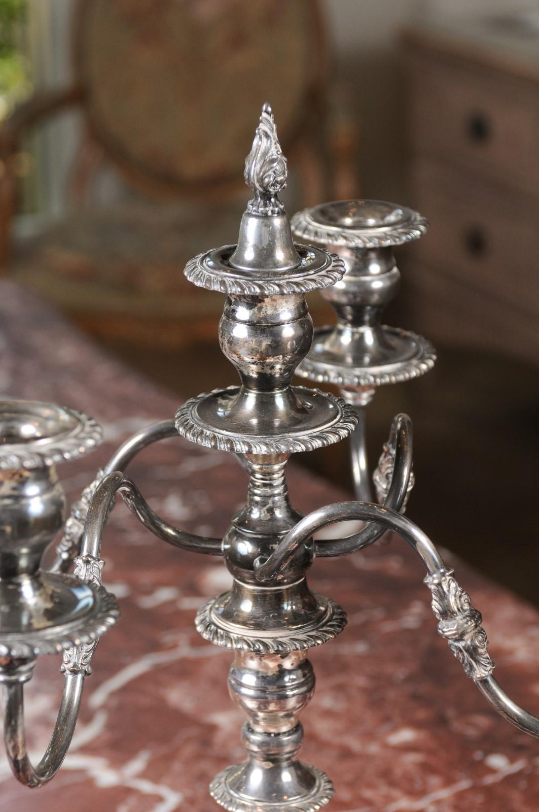 American Silver Plated Four-Arm Candelabra with Foliage and Scrolling Accents 6