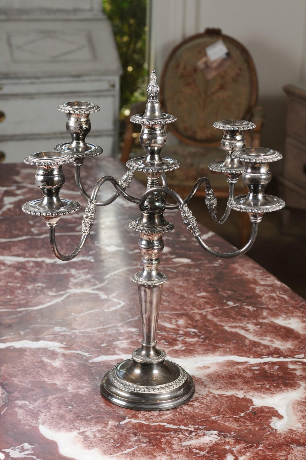 American Silver Plated Four-Arm Candelabra with Foliage and Scrolling Accents 7