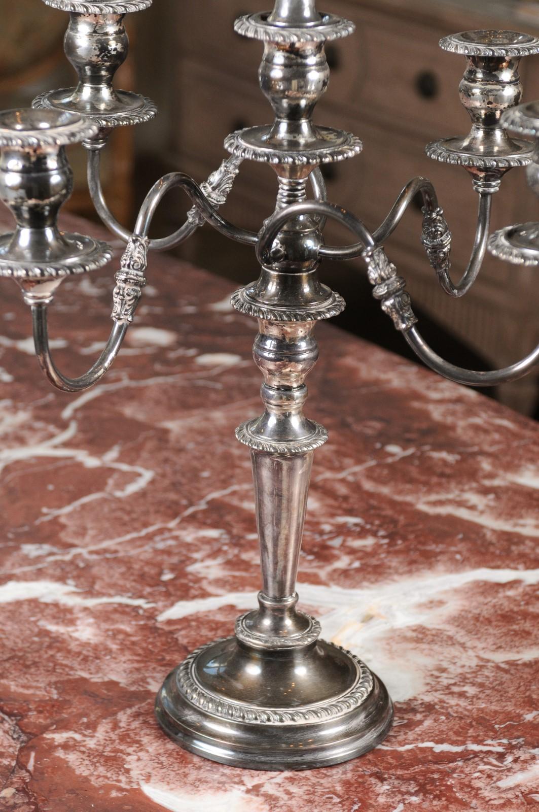 American Silver Plated Four-Arm Candelabra with Foliage and Scrolling Accents 1