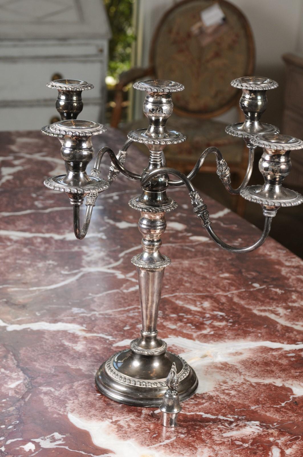 American Silver Plated Four-Arm Candelabra with Foliage and Scrolling Accents 2