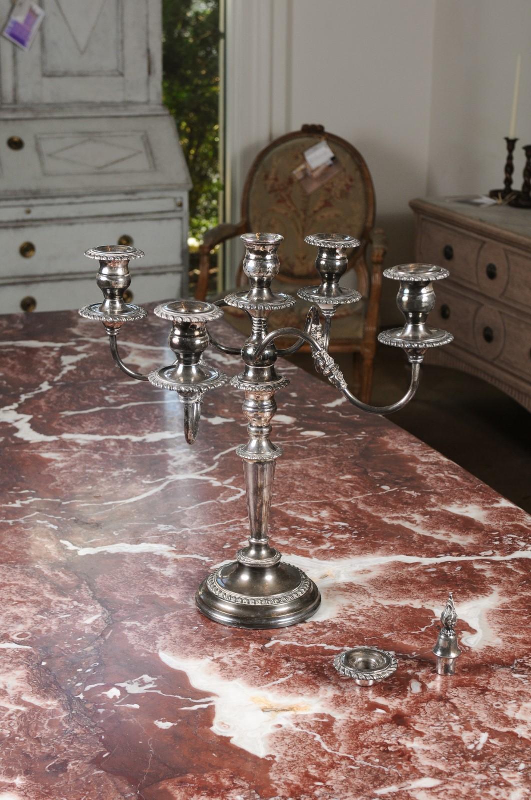 American Silver Plated Four-Arm Candelabra with Foliage and Scrolling Accents 3