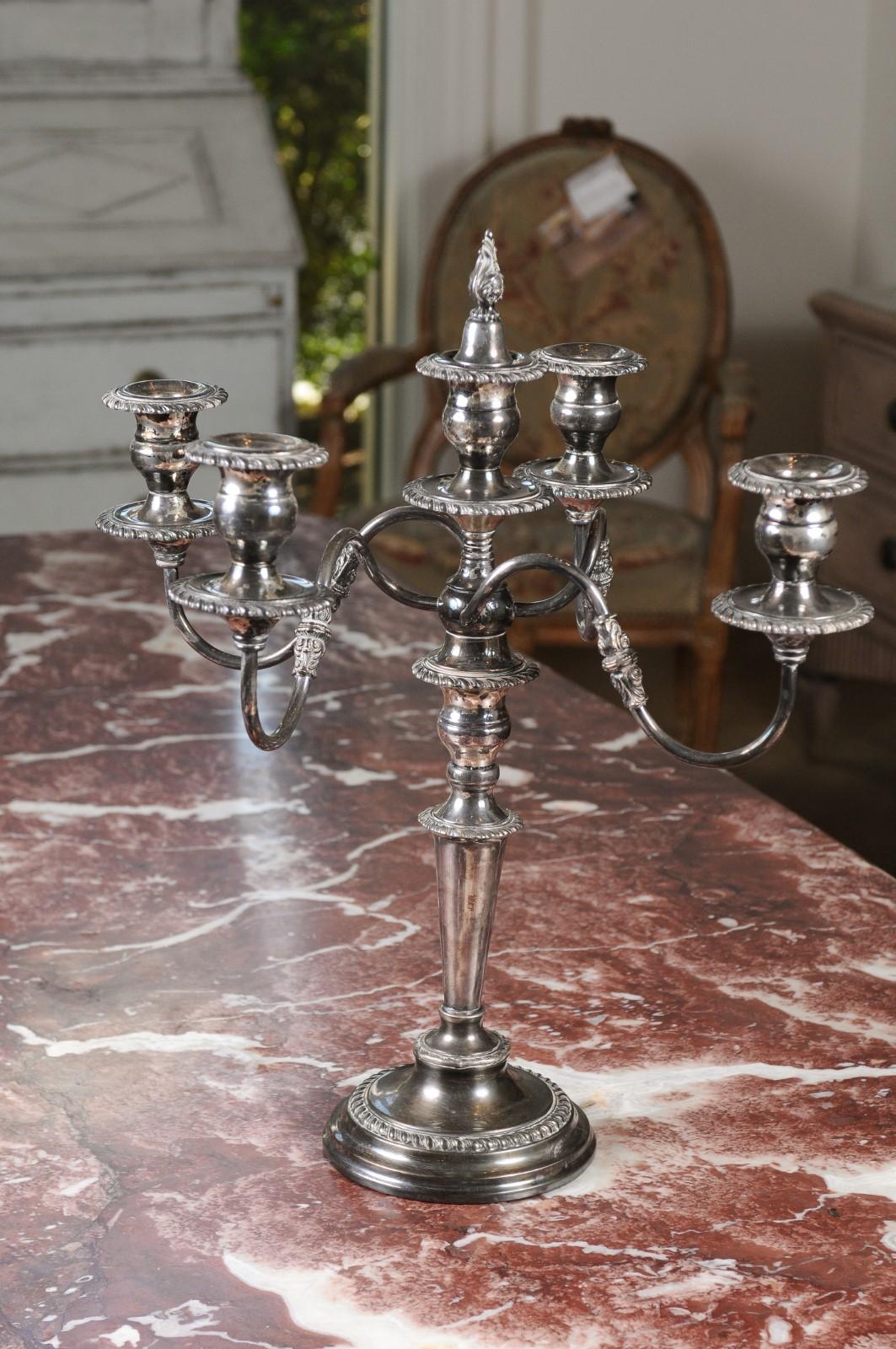American Silver Plated Four-Arm Candelabra with Foliage and Scrolling Accents 4
