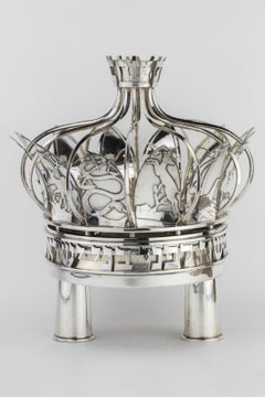 Modern Silver Torah Crown by Ludwig Yehuda Wolpert, New York