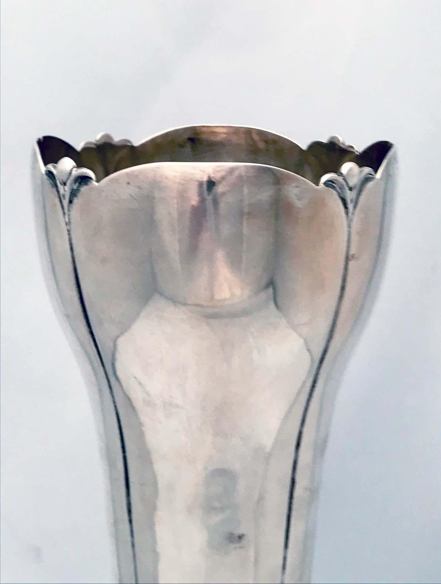 Art Nouveau American Silver Vase 
