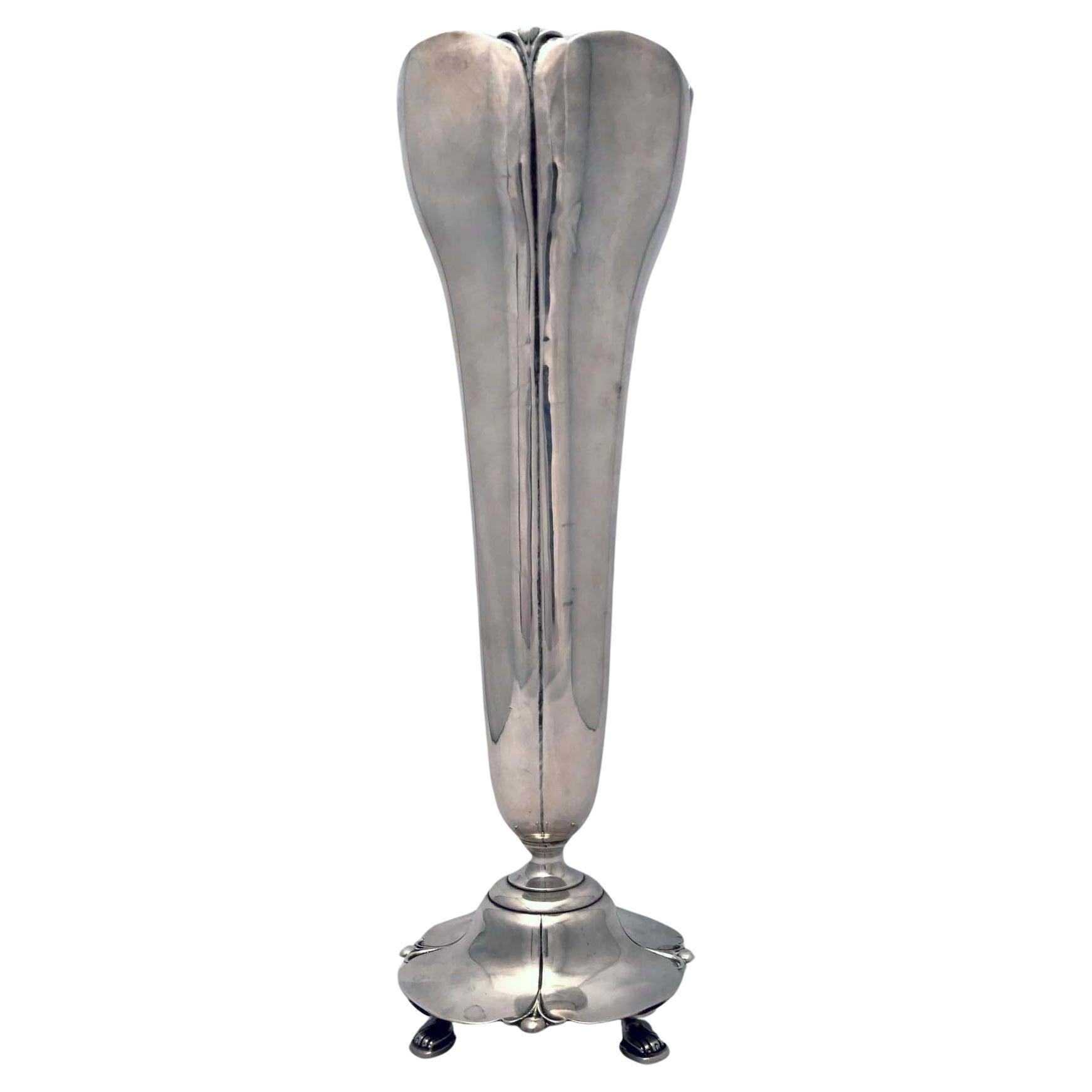 American Silver Vase "Lotus" Pattern by Percy Bertram Ball for Watson Silver For Sale