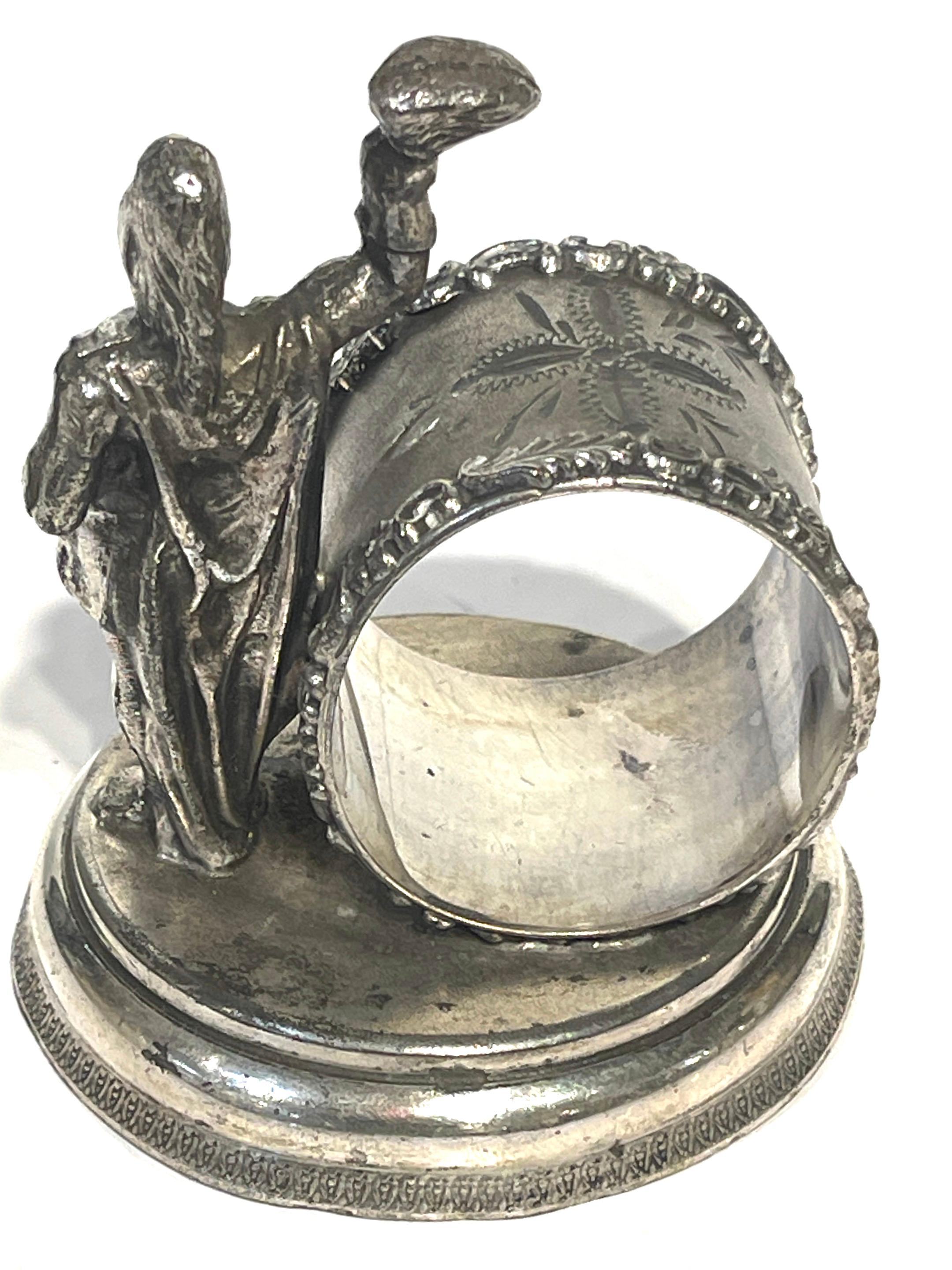 Silver Plate American Silverplated Figural Napkin Ring of a Knight with Sword and Torch  For Sale