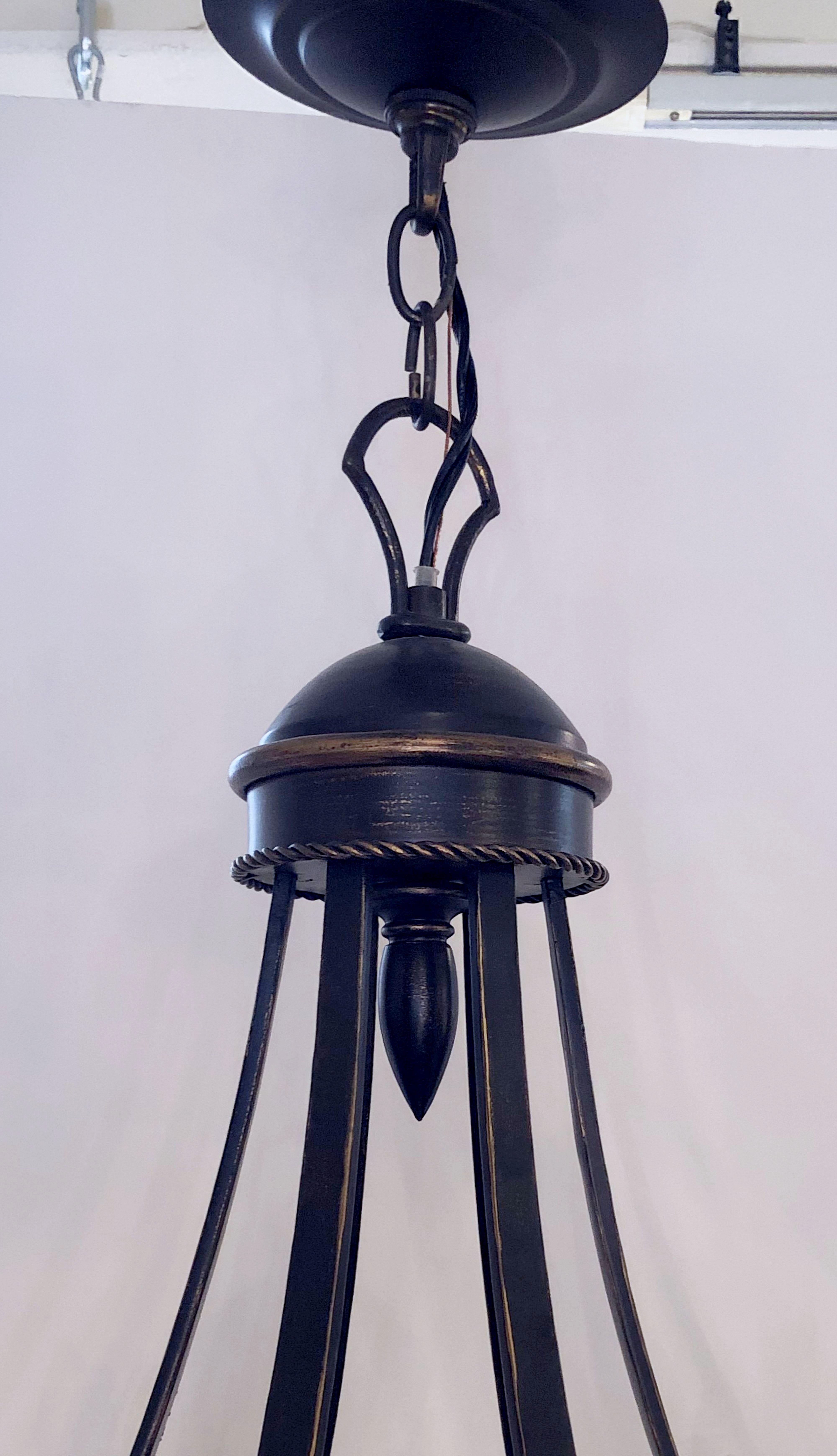 American Six-Light Chandelier or Hanging Fixture, Modern Empire Style (Dia 29