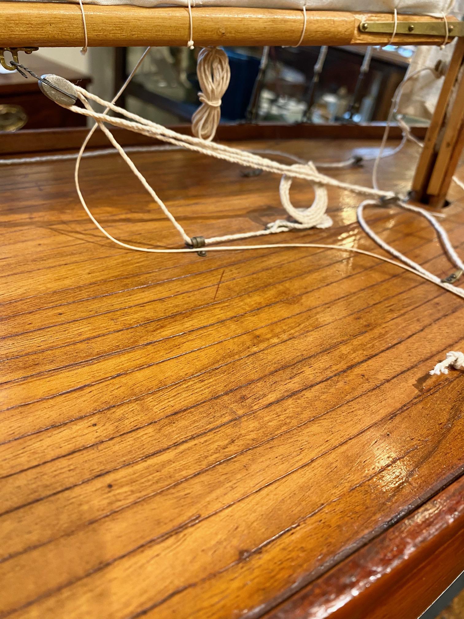 Hand-Crafted American Large Sloop Rigged Sailing Pond Model, circa 1900