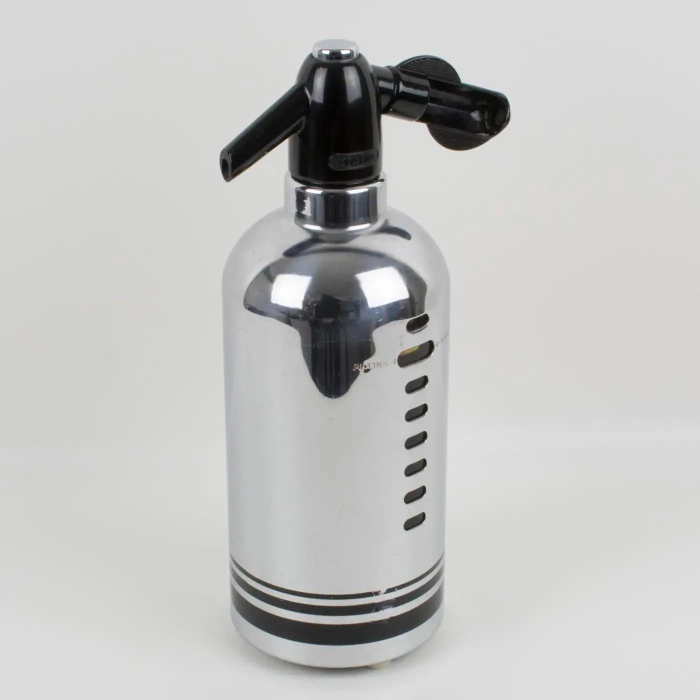 Mid-20th Century American Soda King Co. Chrome and Glass Siphon Seltzer Water Bottle, 1950s For Sale