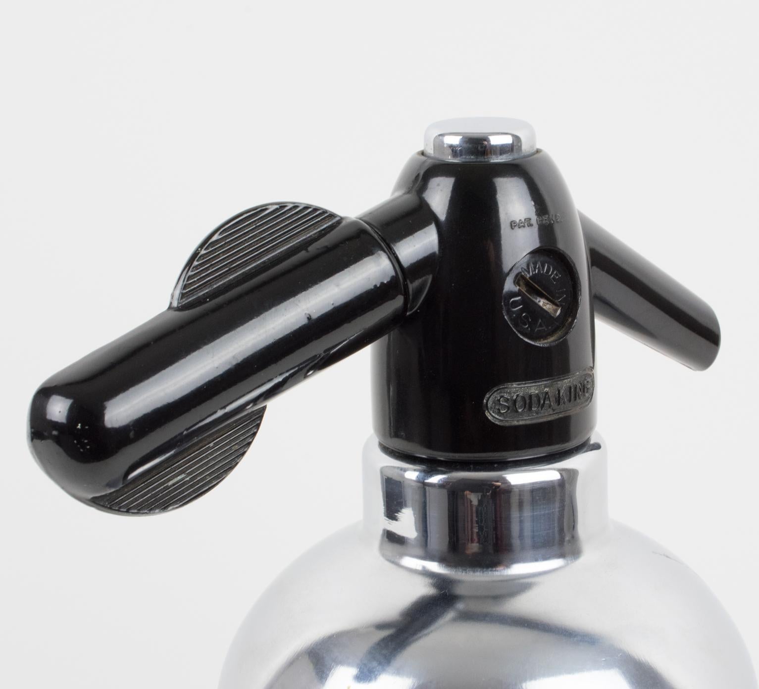 American Soda King Co. Chrome and Glass Siphon Seltzer Water Bottle, 1950s For Sale 2