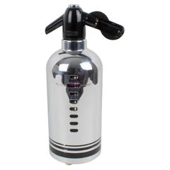 American Soda King Co. Chrome and Glass Siphon Seltzer Water Bottle, 1950s