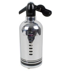 American Soda King Co. Botella de agua de sifón cromada y de vidrio, años 50