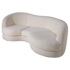 American Sofa in White Bouclé from 1960s