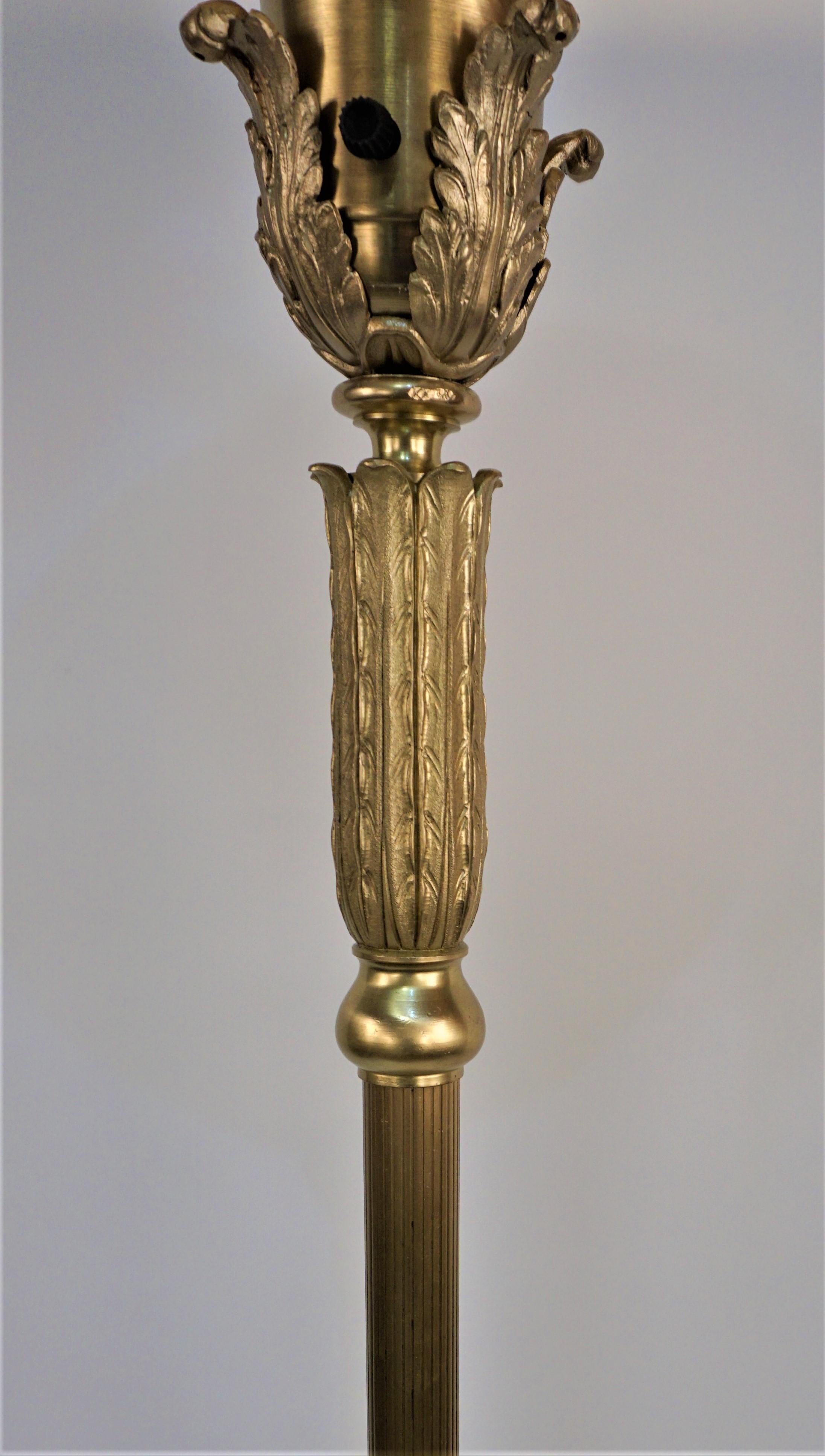 Early 20th Century American Solid Brass Art Deco Torchiere Floor Lamp