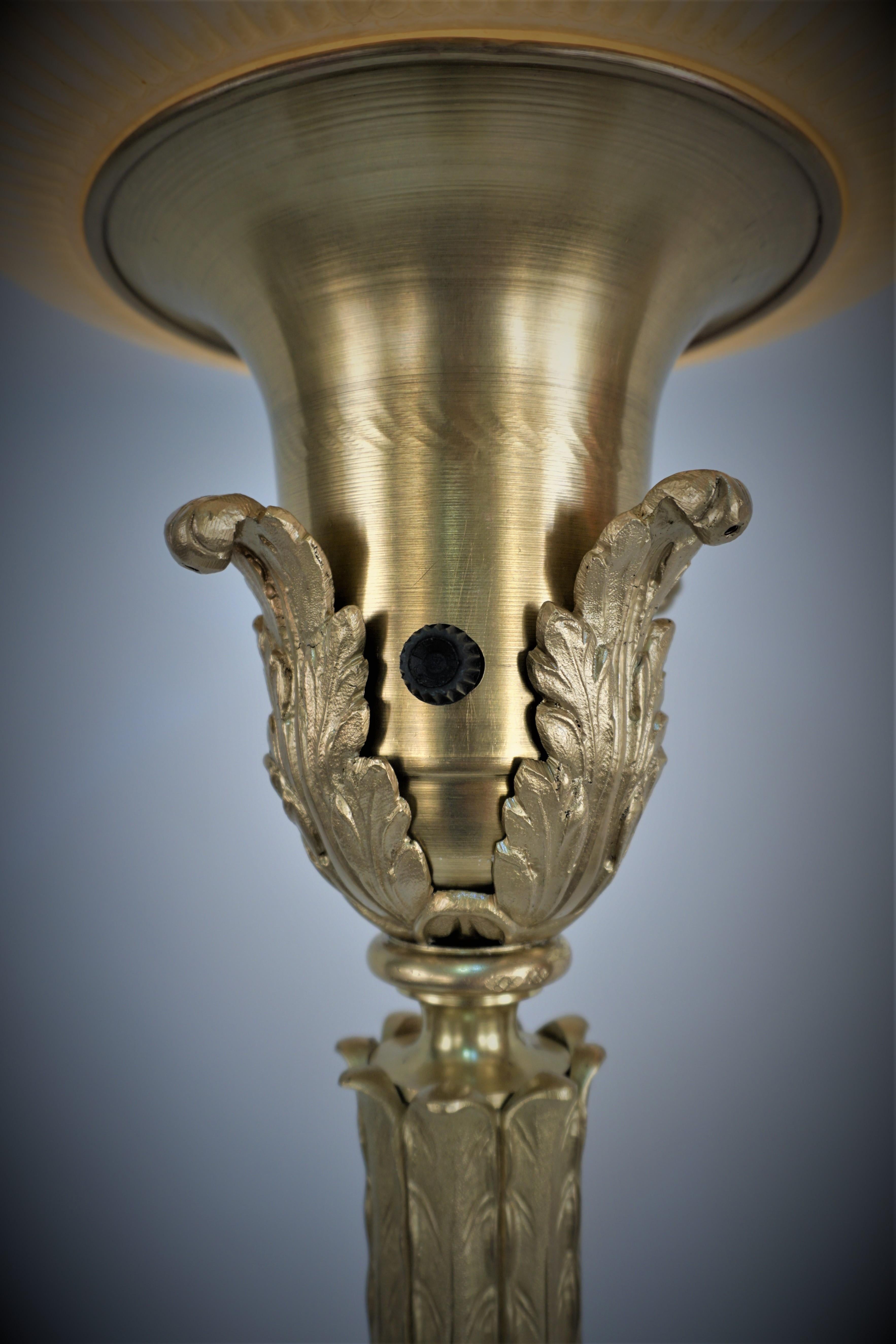 American Solid Brass Art Deco Torchiere Floor Lamp 4