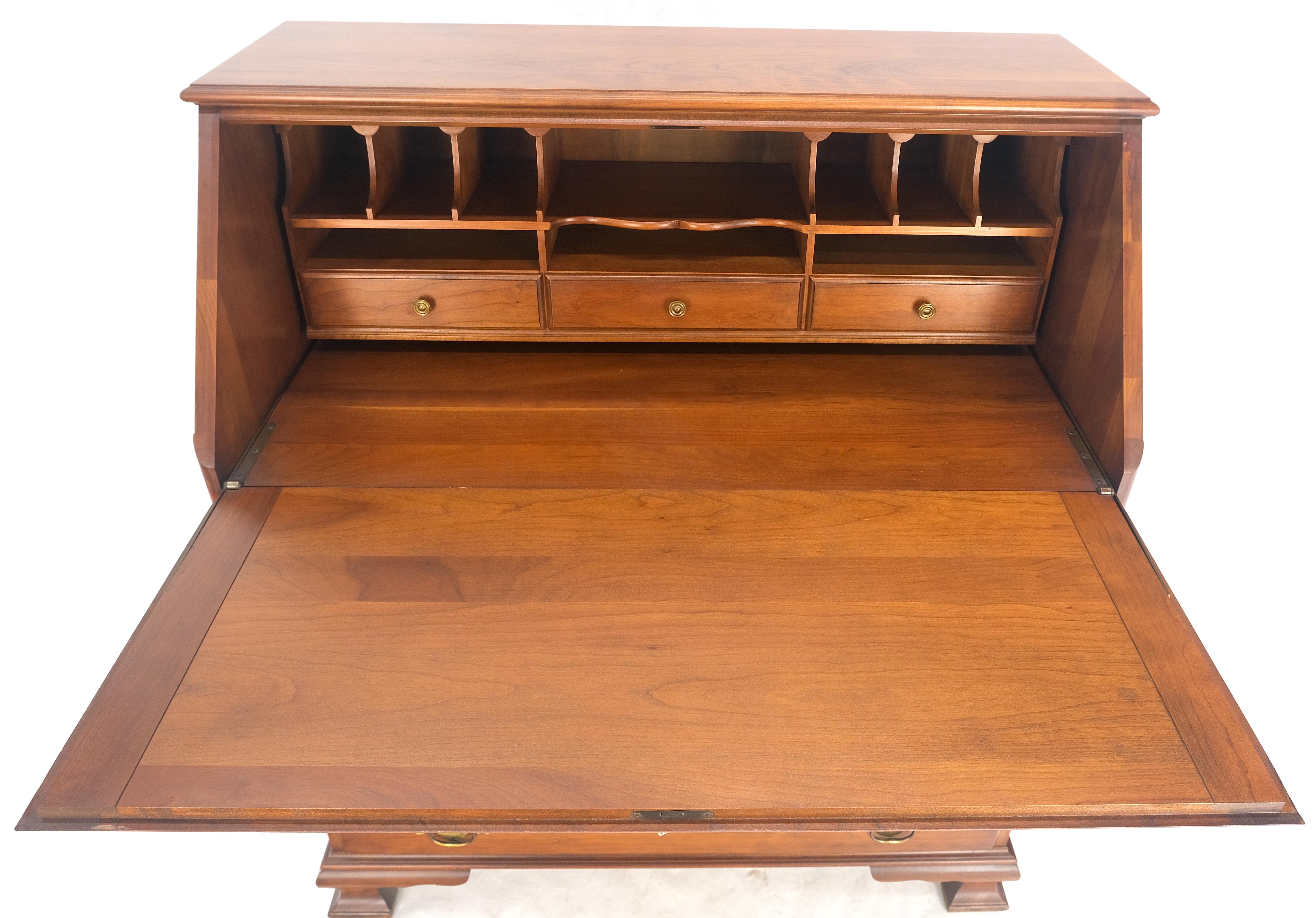 American Solid Cherry 4 Drawers Drop Front Secretary Desk Solid Brass Pulls MINT For Sale 8