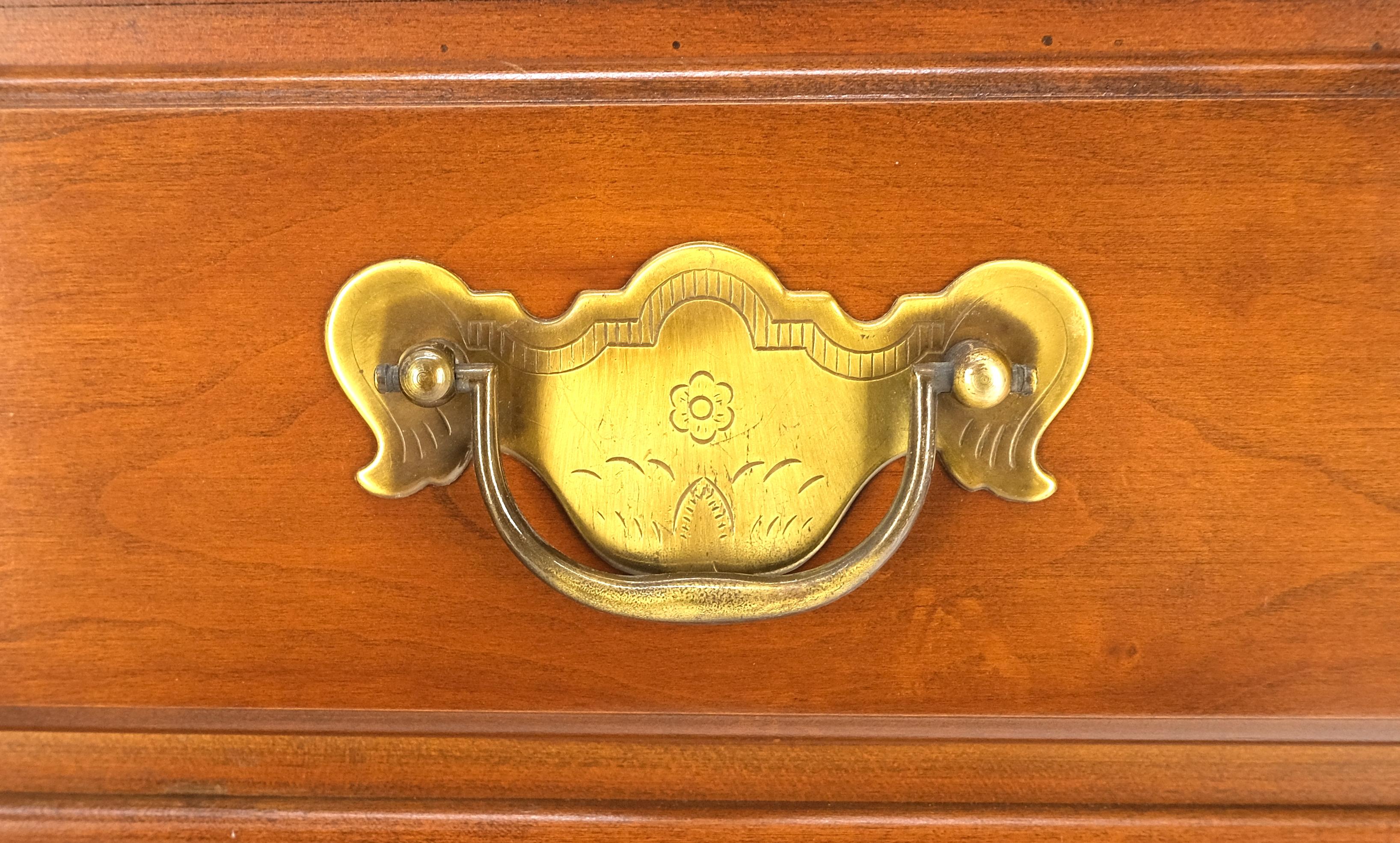 American Solid Cherry 4 Drawers Drop Front Secretary Desk Solid Brass Pulls MINT For Sale 3