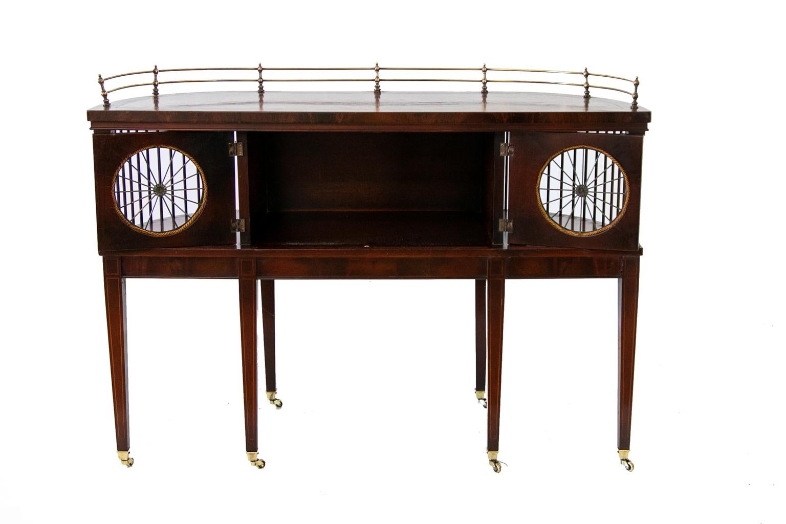 Brass American Solid Mahogany Console Table