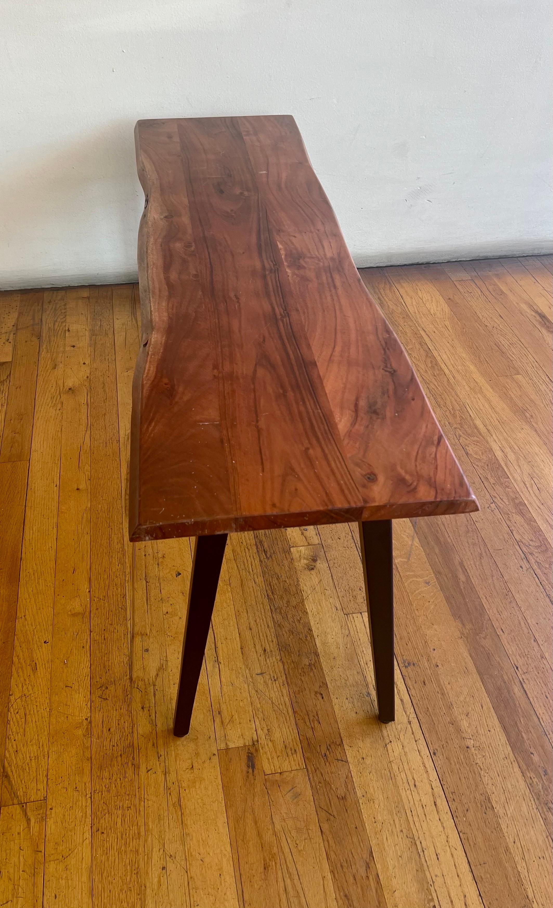 Mid-Century Modern American Solid Mahogany Live Edge Wood Coffee Table Bench  For Sale