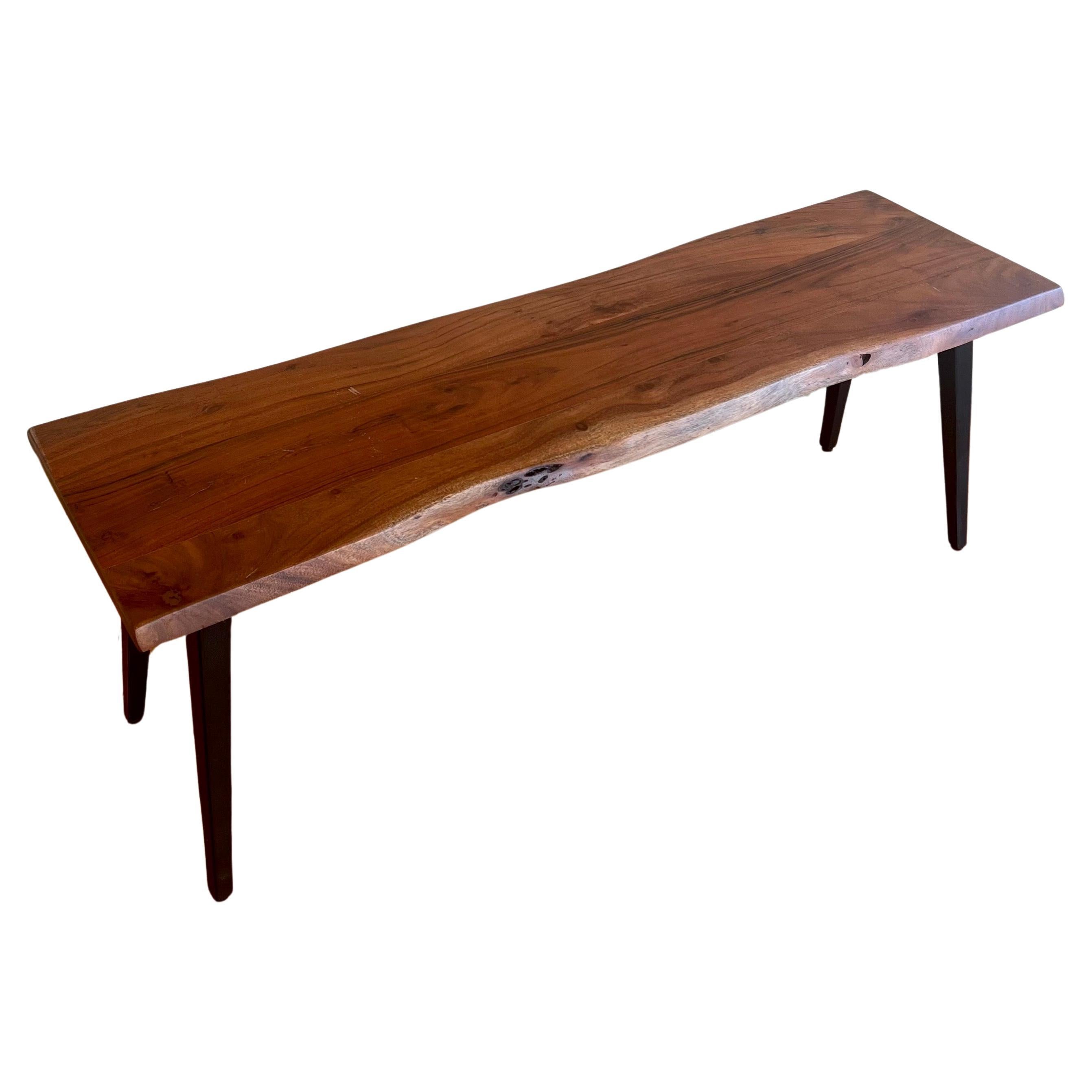 American Solid Mahogany Live Edge Wood Coffee Table Bench  For Sale