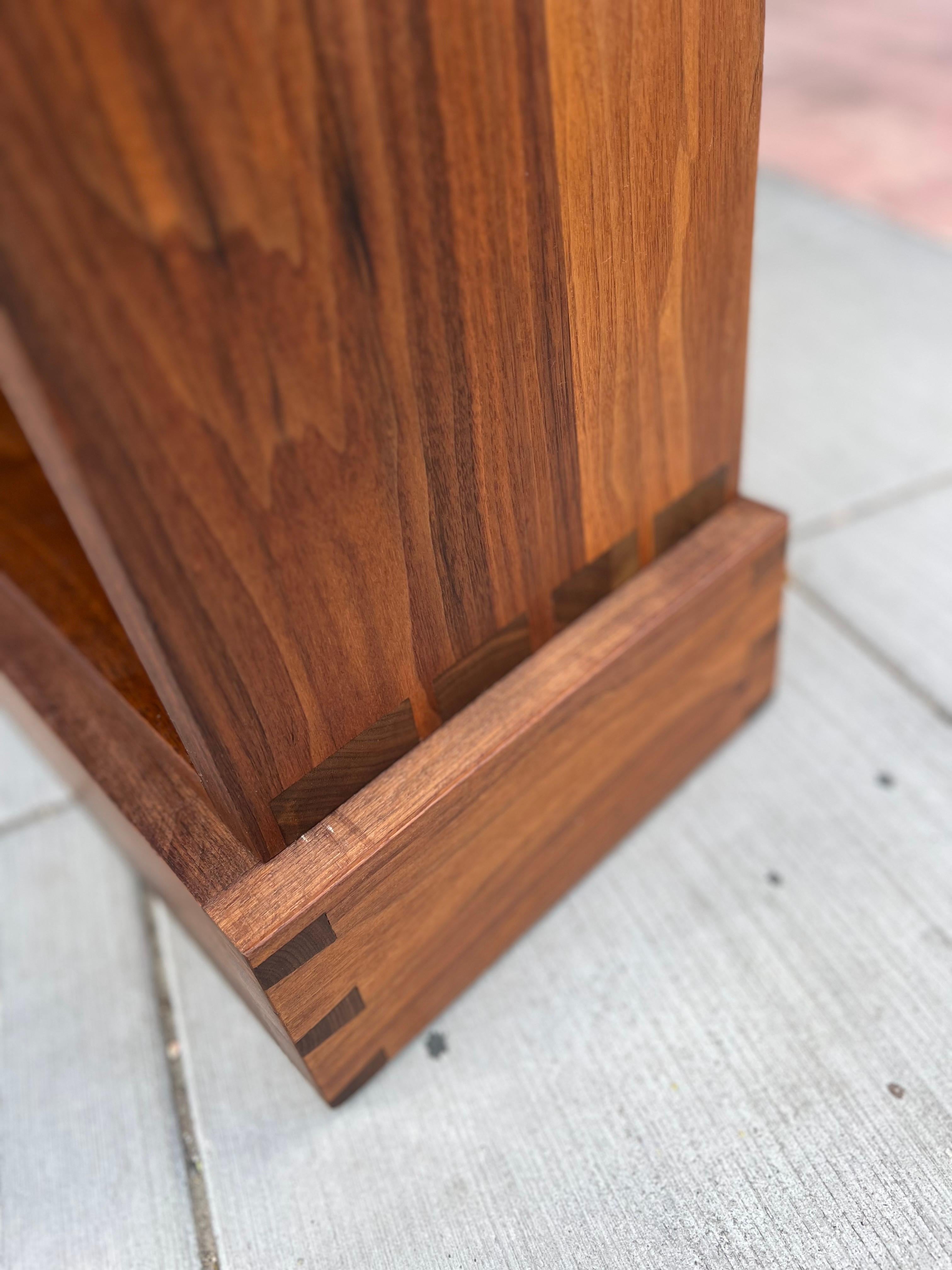 American Solid Walnut 1970's Versatile Bookcase Nakashima Style Dovetail Joints 4