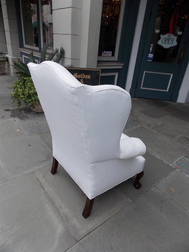 American Southern Chippendale Mahogany Upholstered Wing Back Chair, Circa 1840 For Sale 4