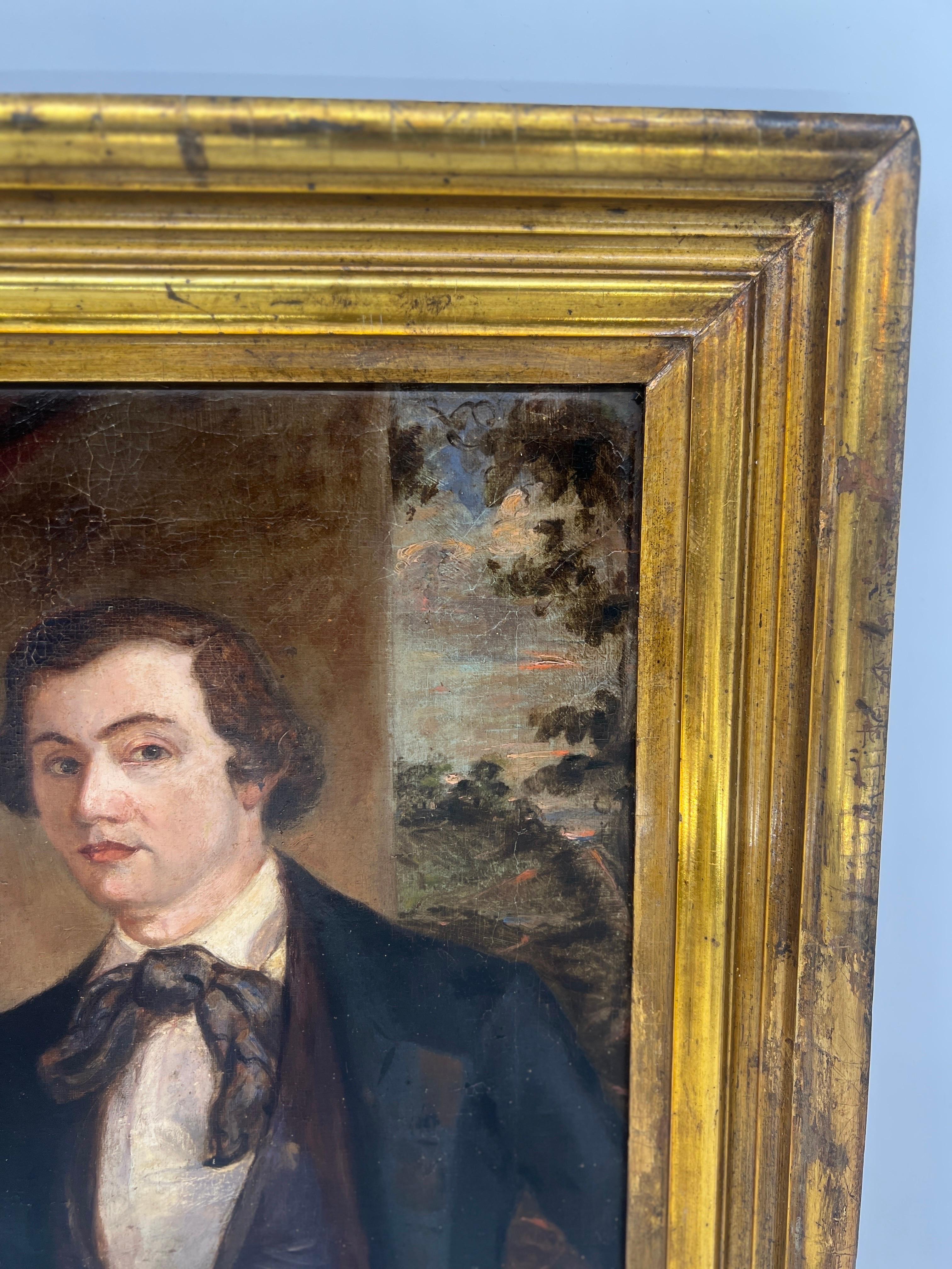 American Southern School O/B Portrait of a Gentleman Circa 1842 For Sale 2