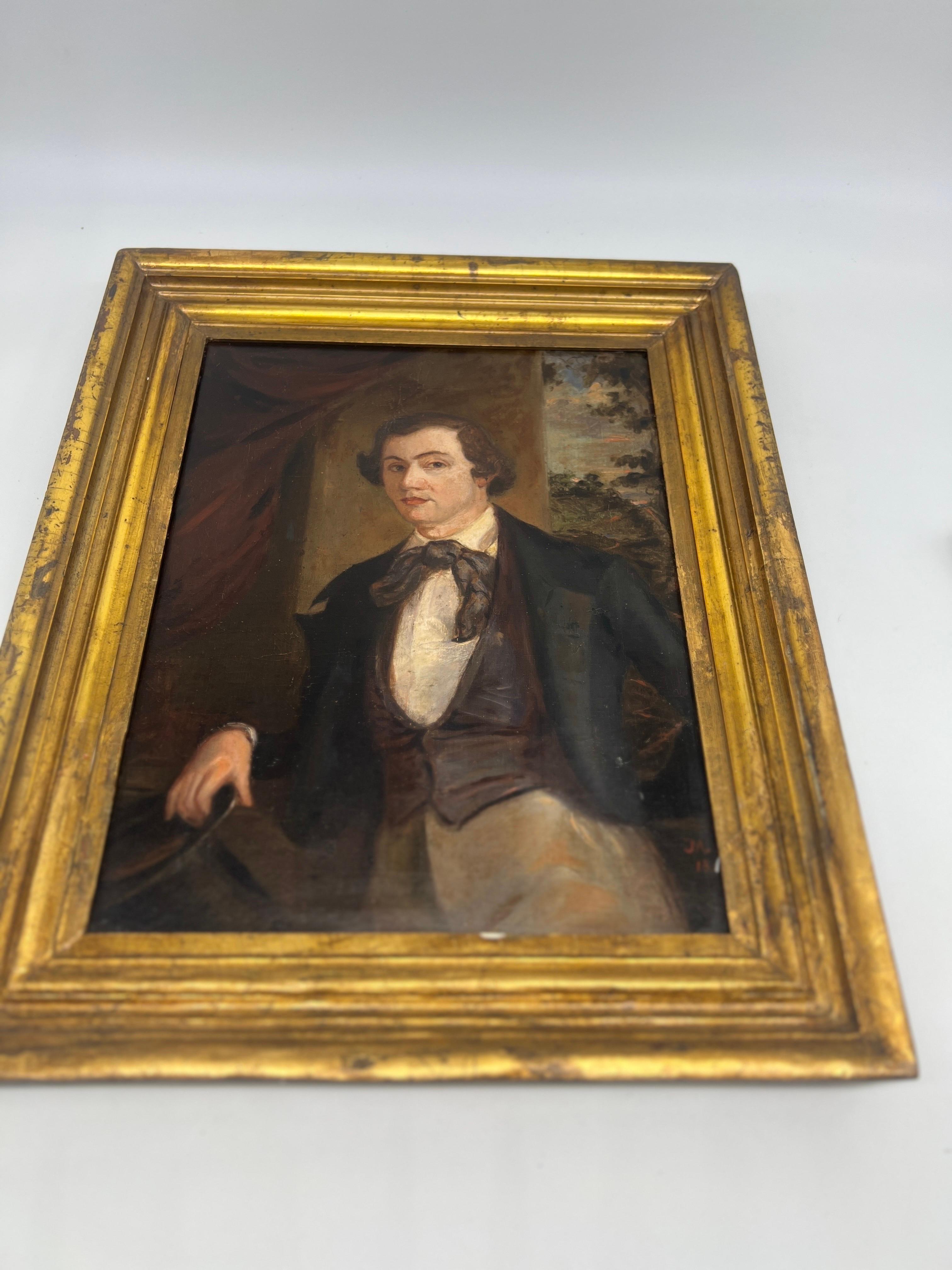 Portrait d'un Gentleman de l'École du Sud d'Amérique O/B vers 1842 en vente 3