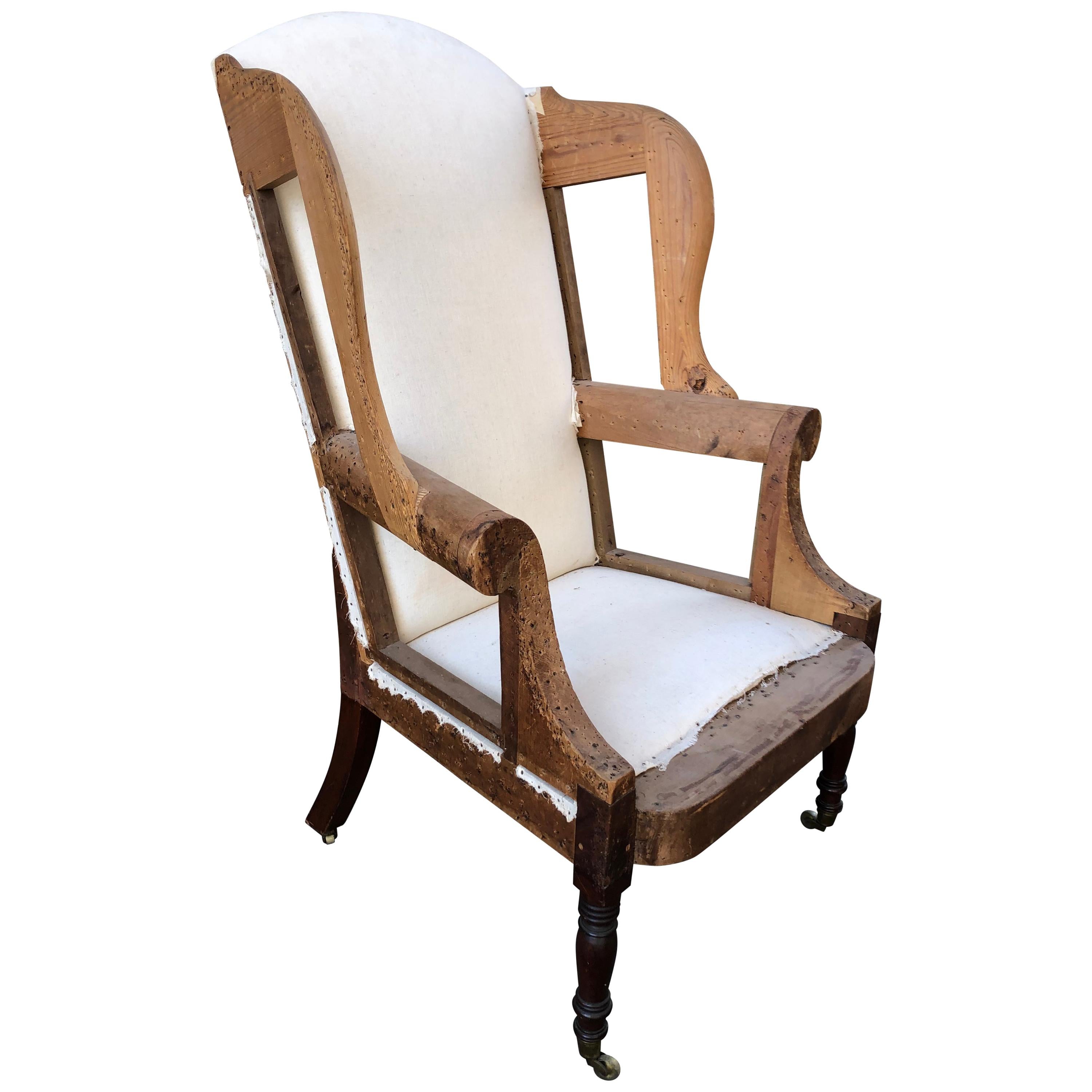 American Southern Wing Back Chair with Mahogany Turned Legs, circa 1810