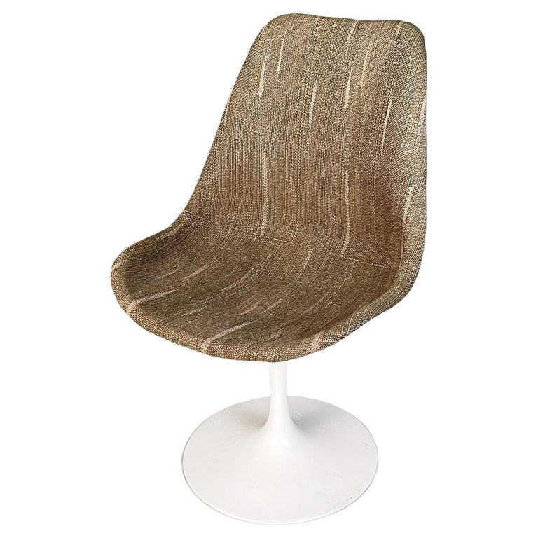 American Space Age Brown Fabric Tulip Chair by Eero Saarinen for Knoll